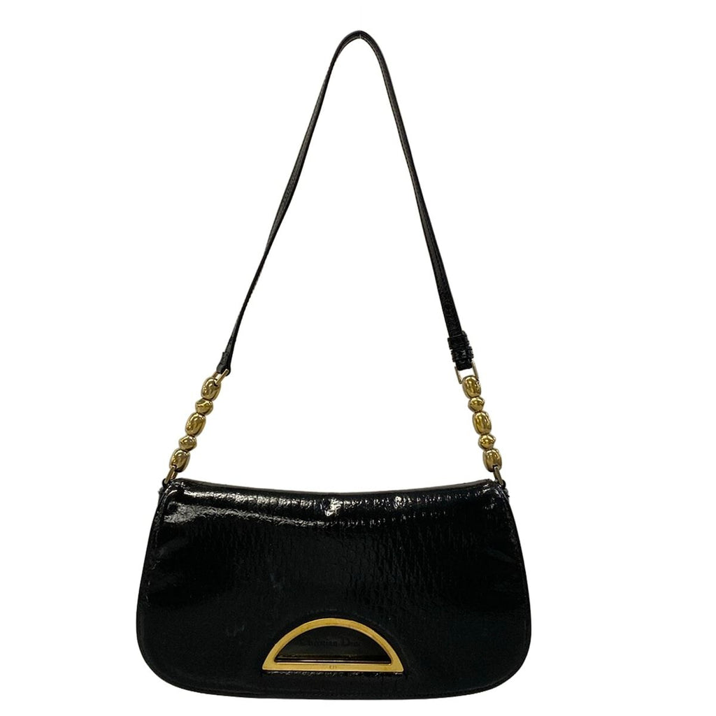 Dior Shoulder Bag Malice Pearl Black Embossed Leather