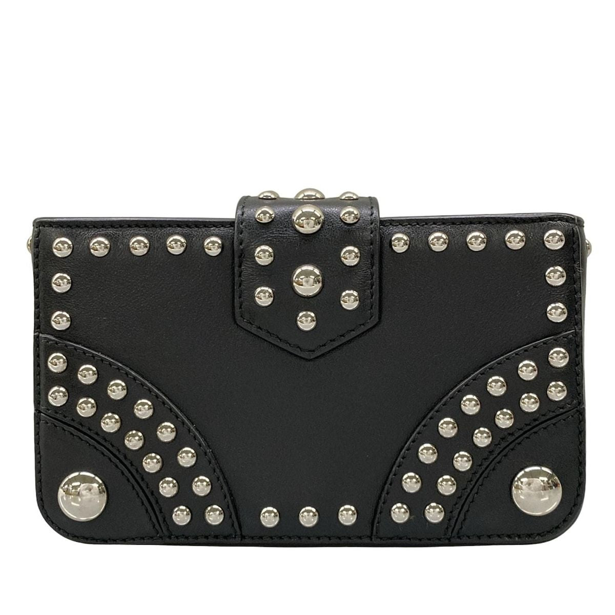 Prada Case Black Studded Leather Vanity Bag — view 2