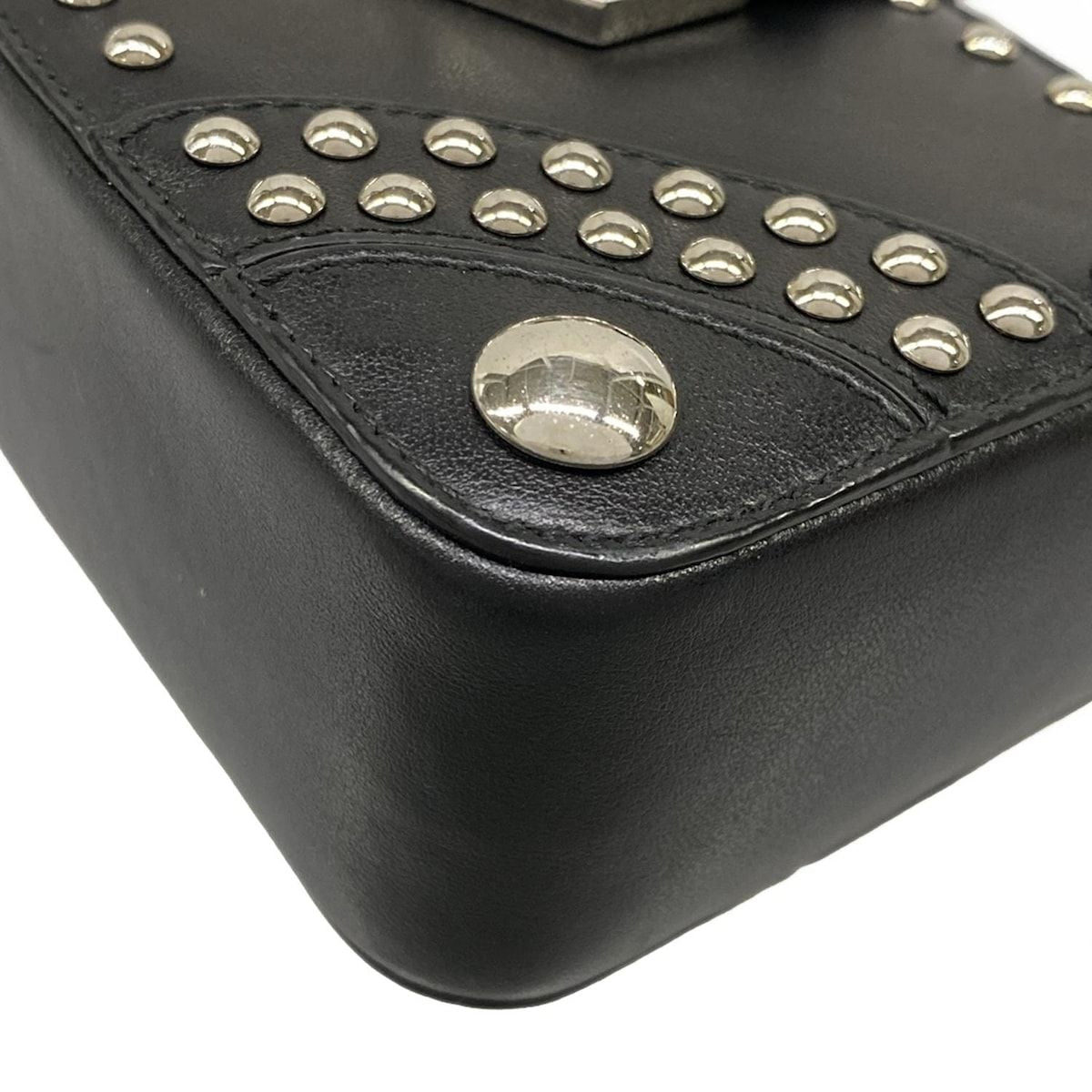 Prada Case Black Studded Leather Vanity Bag — view 7
