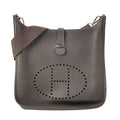 Hermes Shoulder Bag Evelyne MM Dark Brown Silver