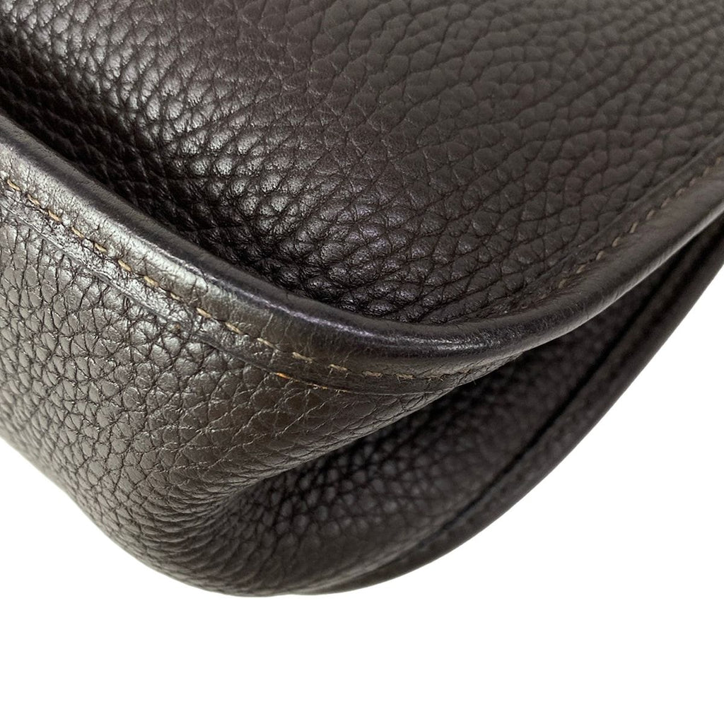 Hermes Shoulder Bag Evelyne MM Dark Brown Silver — view 7