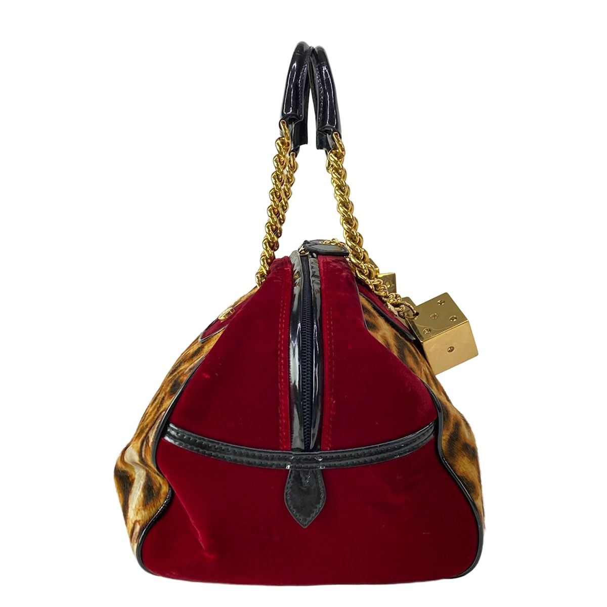 Dior Handbag Gambler Beige Bordeaux Black Chain Handle Dice Leather — view 2