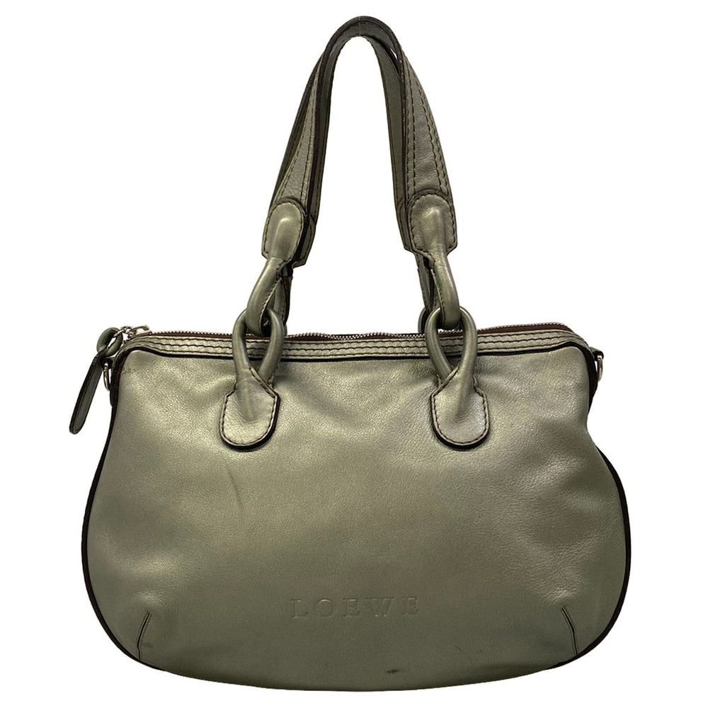 Loewe Handbag Metallic Gray Leather