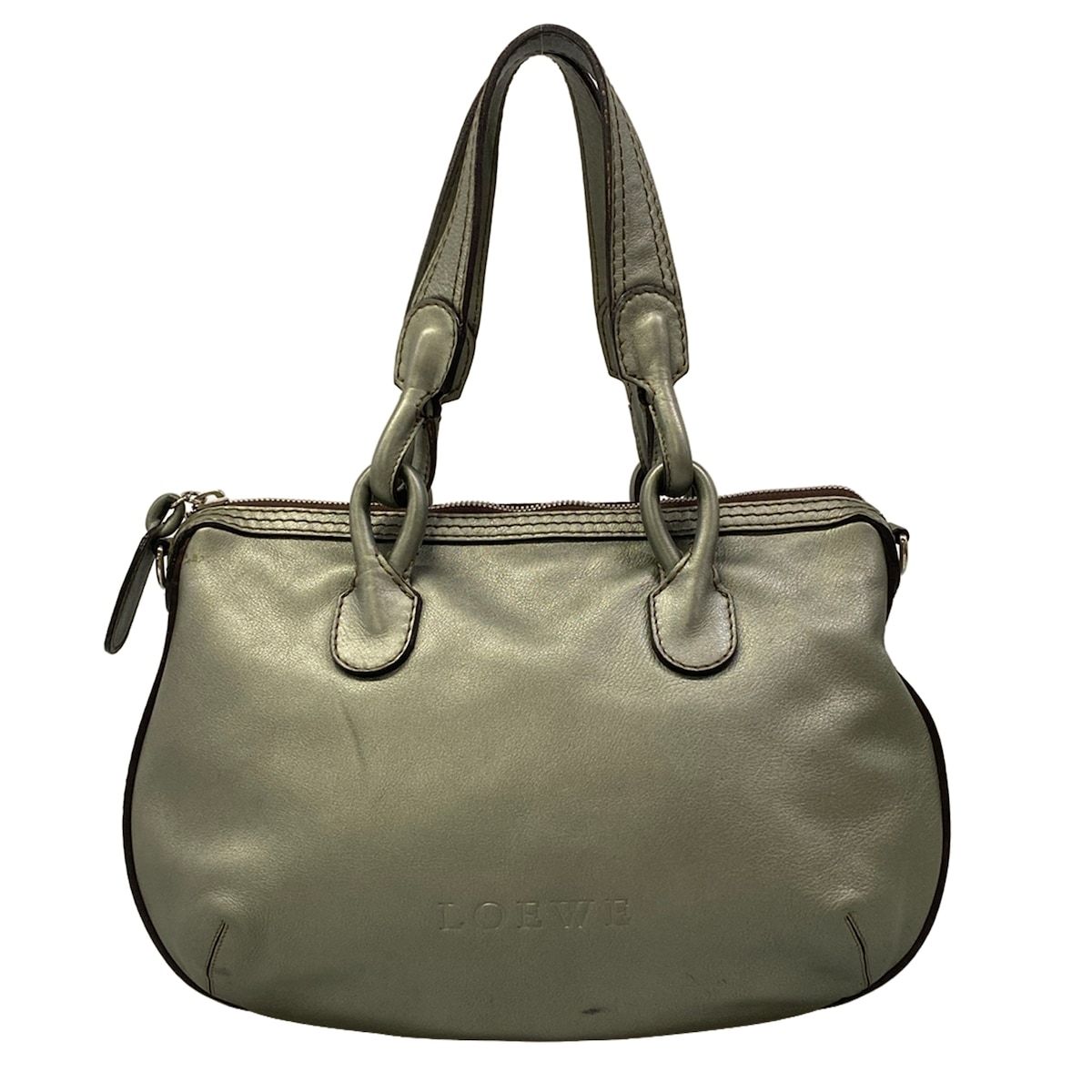 Loewe Handbag Metallic Gray Leather