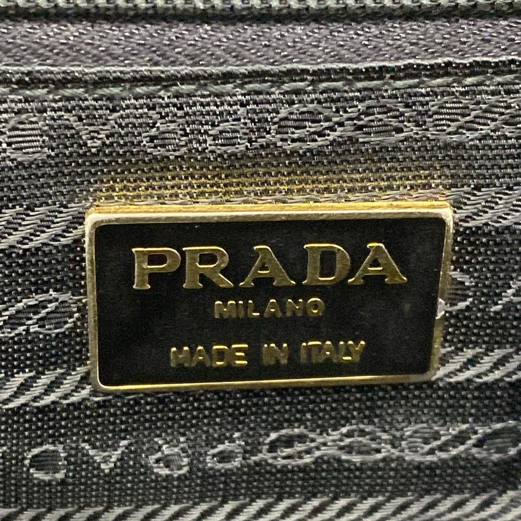 Prada Handbag Black Metal Handle Triangle Logo — view 8