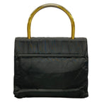 Prada Handbag Black Metal Handle Triangle Logo — view 3
