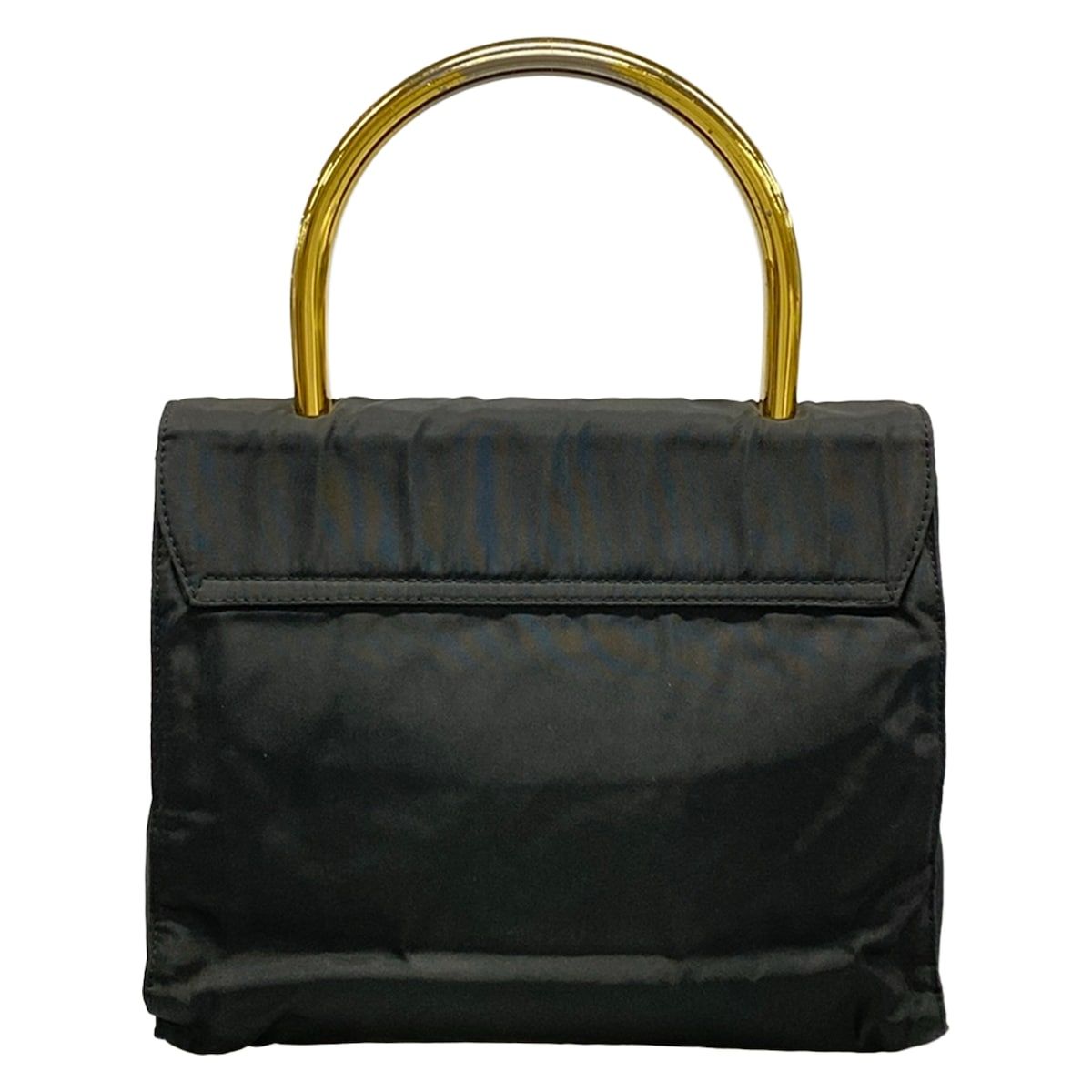 Prada Handbag Black Metal Handle Triangle Logo — view 3