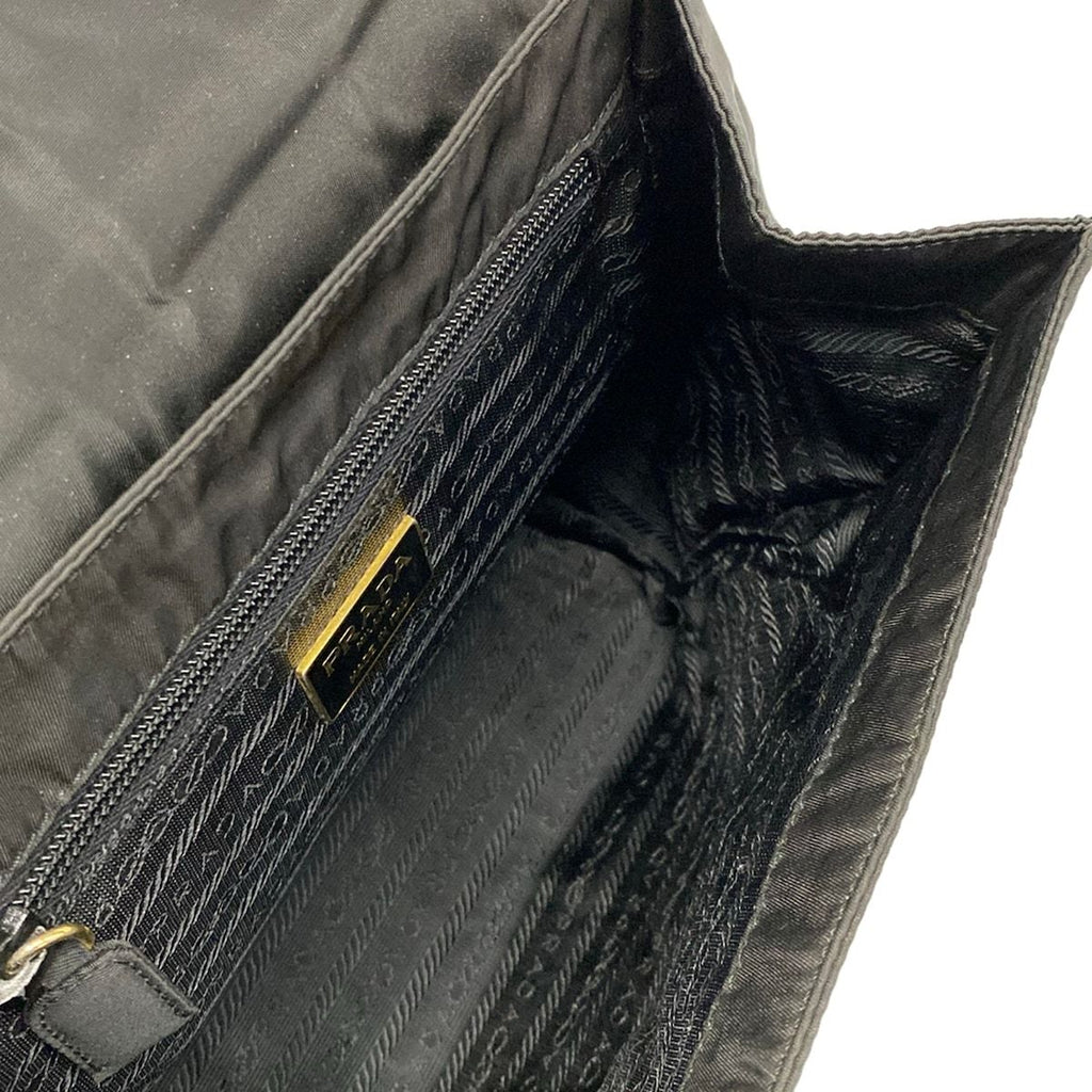 Prada Handbag Black Metal Handle Triangle Logo — view 7