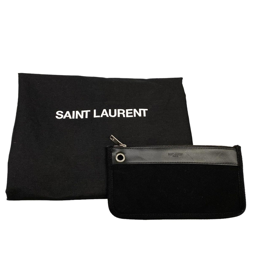 Saint Laurent Paris Shoulder Bag Rive Gauche Black Gold Ivory Leather — view 8