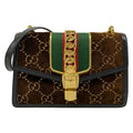 Gucci Shoulder Bag Sylvie Small Dark Brown Black Multi Leather