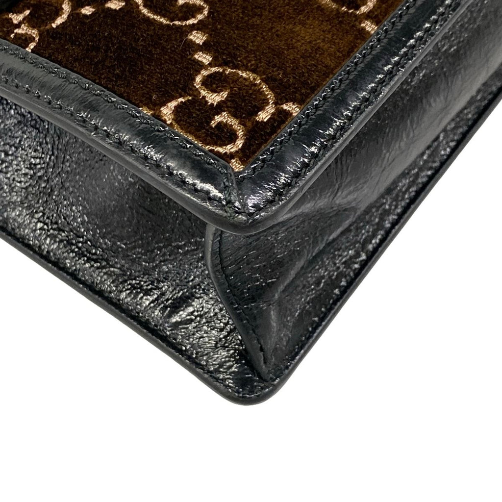 Gucci Shoulder Bag Sylvie Small Dark Brown Black Multi Leather — view 6