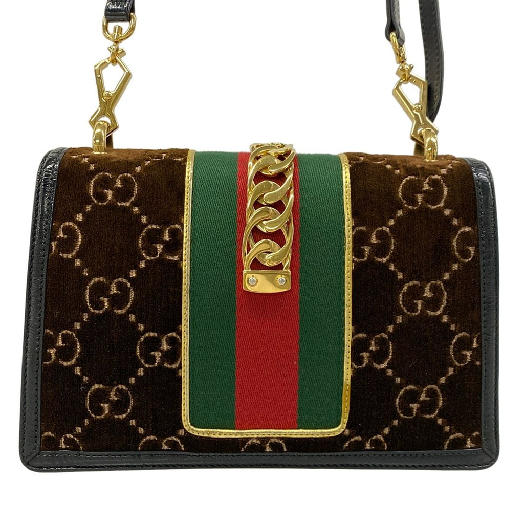 Gucci Shoulder Bag Sylvie Small Dark Brown Black Multi Leather — view 3