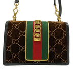 Gucci Shoulder Bag Sylvie Small Dark Brown Black Multi Leather — view 3