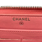 Chanel Wallet Quilted Pink Zip Around CC Logo Silver Lambskin — view 5