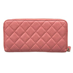 Chanel Wallet Quilted Pink Zip Around CC Logo Silver Lambskin — view 2