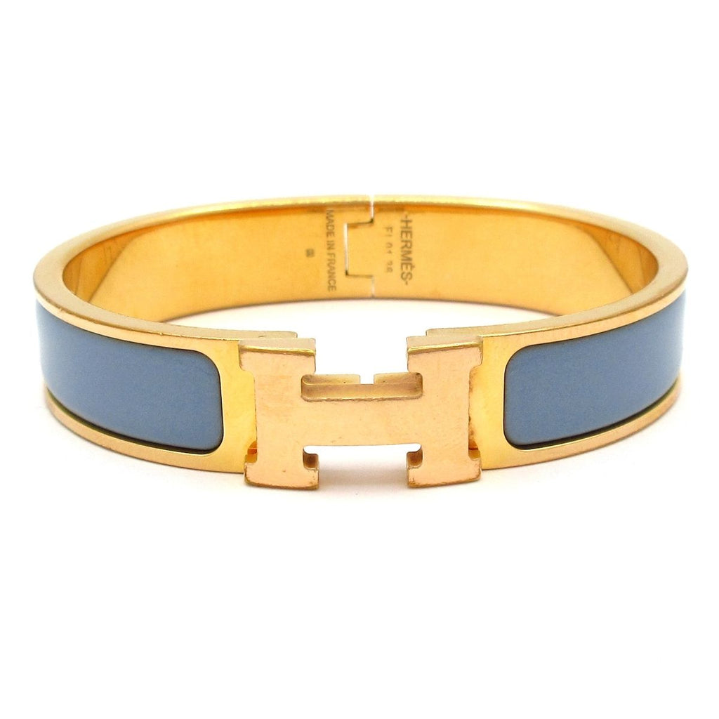 Hermes Bangle Clic H Gold Gray Bracelet