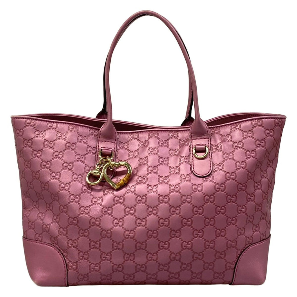 Gucci Tote Bag Guccissima Lineheartbit Pink Leather