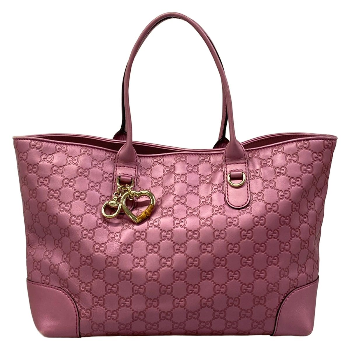 Gucci Tote Bag Guccissima Lineheartbit Pink Leather