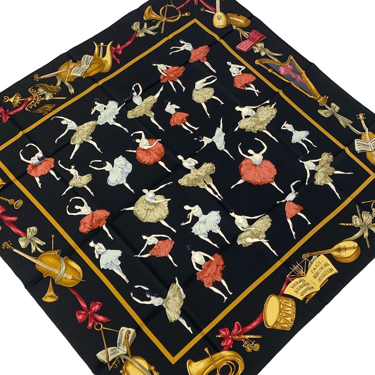 Hermes Scarf Carre 90 Black Brown Multi Ballerina