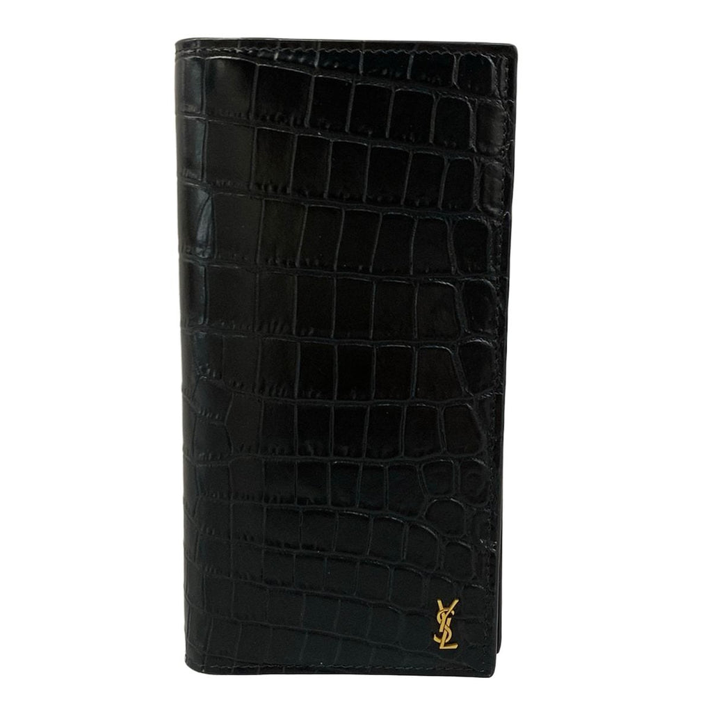 Saint Laurent Paris Wallet Black Embossed Leather