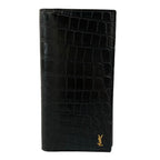 Saint Laurent Paris Wallet Black Embossed Leather