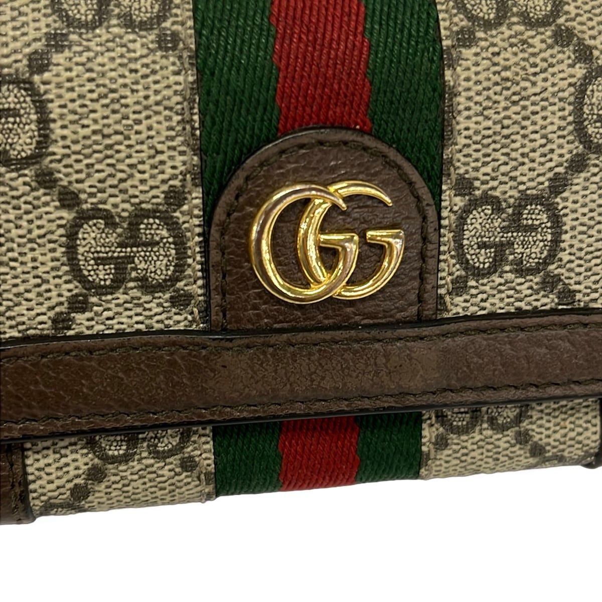 Gucci Trifold Wallet Ophidia Dark Brown Beige Multi Leather — view 7