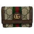 Gucci Trifold Wallet Ophidia Dark Brown Beige Multi Leather