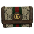 Gucci Trifold Wallet Ophidia Dark Brown Beige Multi Leather