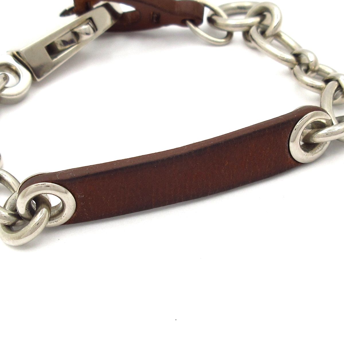 Hermes Bracelet Etelier Leather Dark Brown Silver — view 2