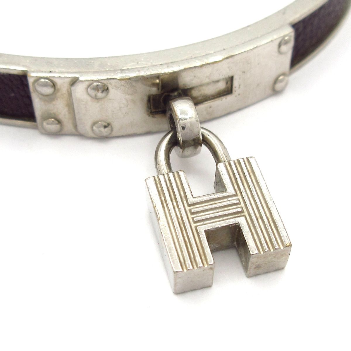Hermes Bangle Kelly Silver Dark Purple Bracelet — view 5