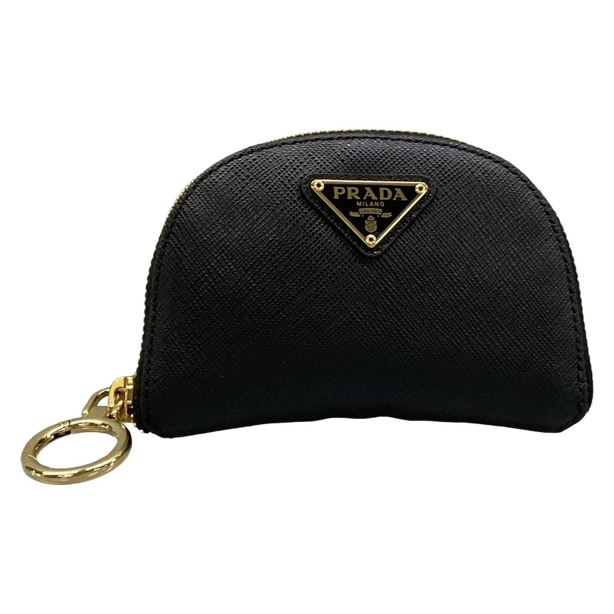 Prada Pouch Light Blue Black Drawstring Foldable Leather