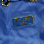 Prada Pouch Light Blue Black Drawstring Foldable Leather — view 5