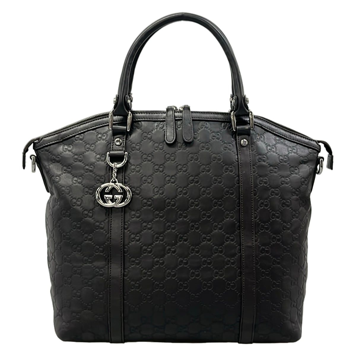 Gucci Handbag Guccissima Line Interlocking G Dark Brown Leather