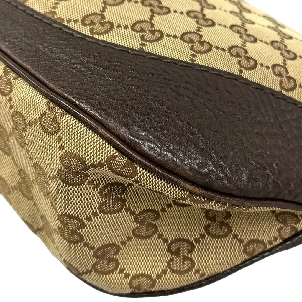 Gucci Shoulder Bag Charlotte GG Pattern Dark Brown Beige Leather — view 6