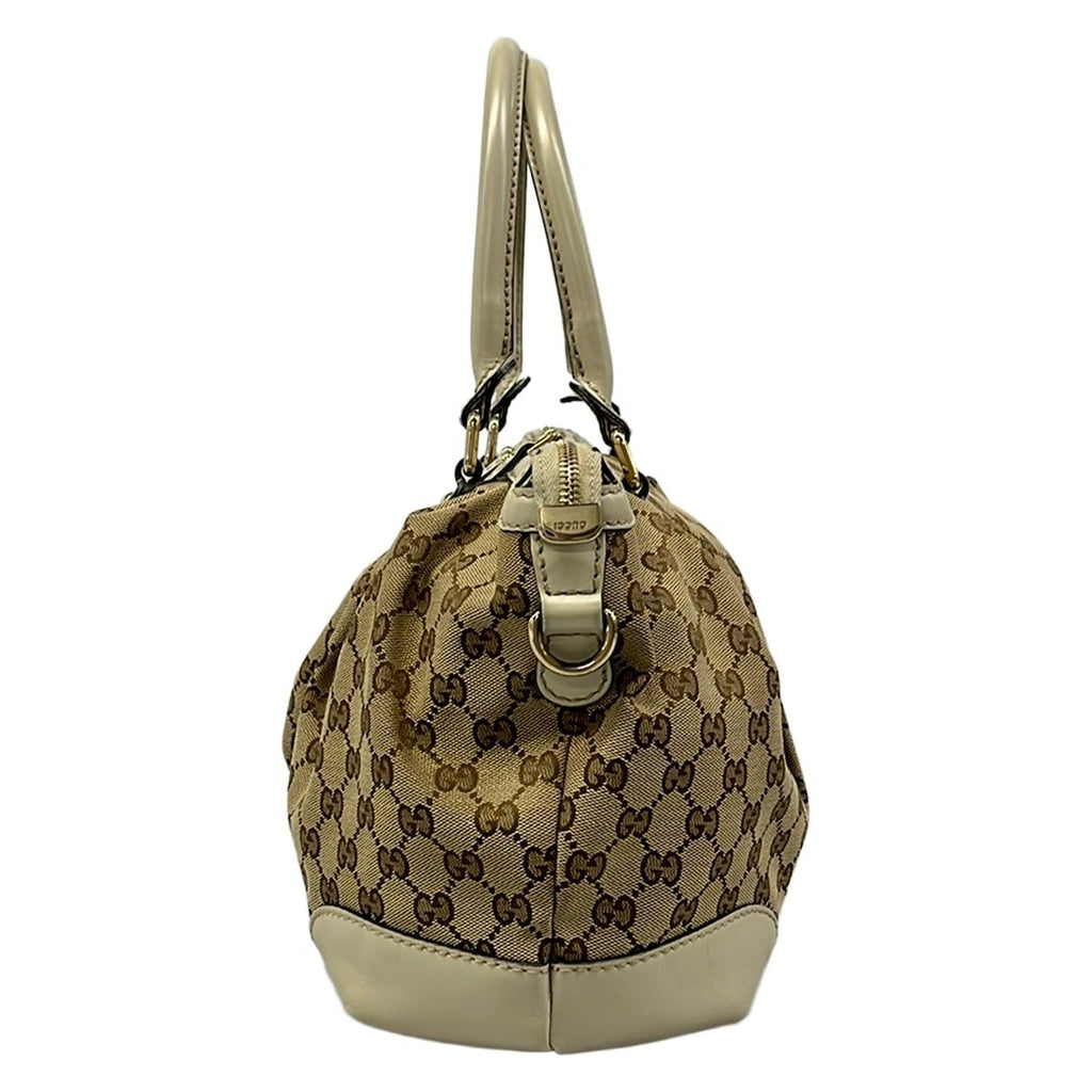 Gucci Handbag Dark Brown Beige Ivory Leather — view 4
