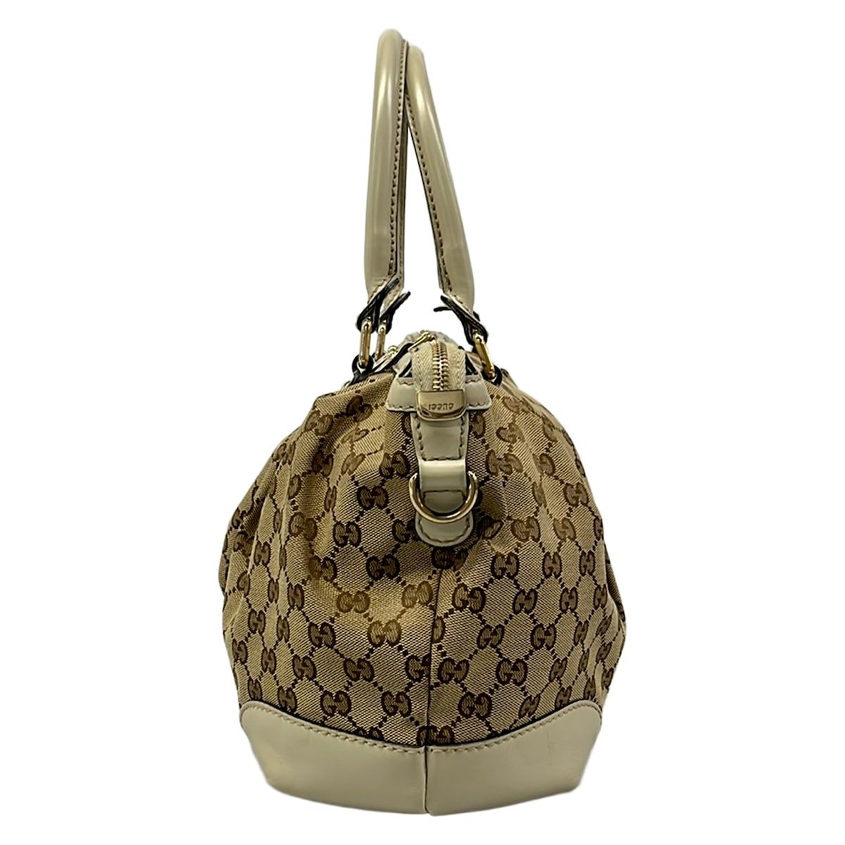 Gucci Handbag Dark Brown Beige Ivory Leather — view 4