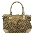 Gucci Handbag Dark Brown Beige Ivory Leather — view 3