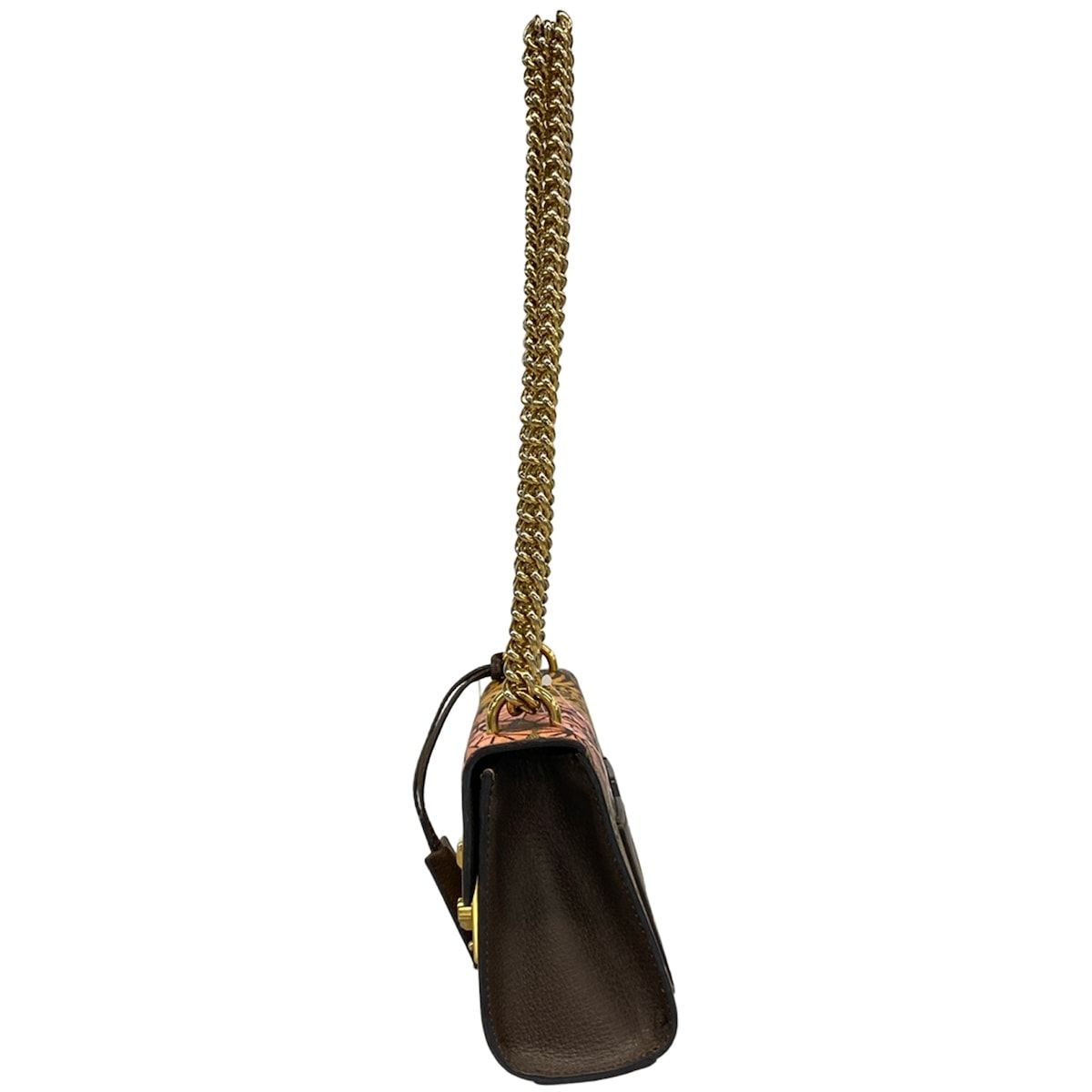 Gucci Shoulder Bag Padlock Small GG Supreme Dark Brown Beige Multi Chain Tiger — view 4