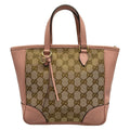 Gucci Handbag GG Pattern Bree Dark Brown Beige Pink Leather
