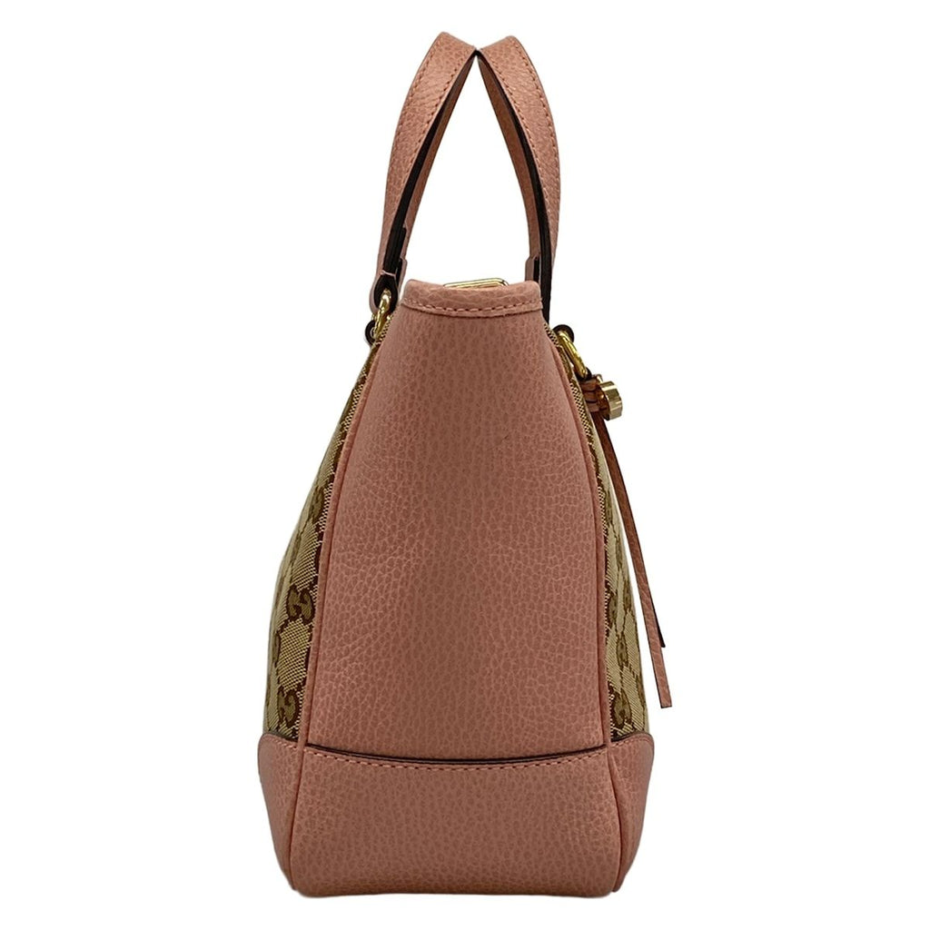 Gucci Handbag GG Pattern Bree Dark Brown Beige Pink Leather — view 2