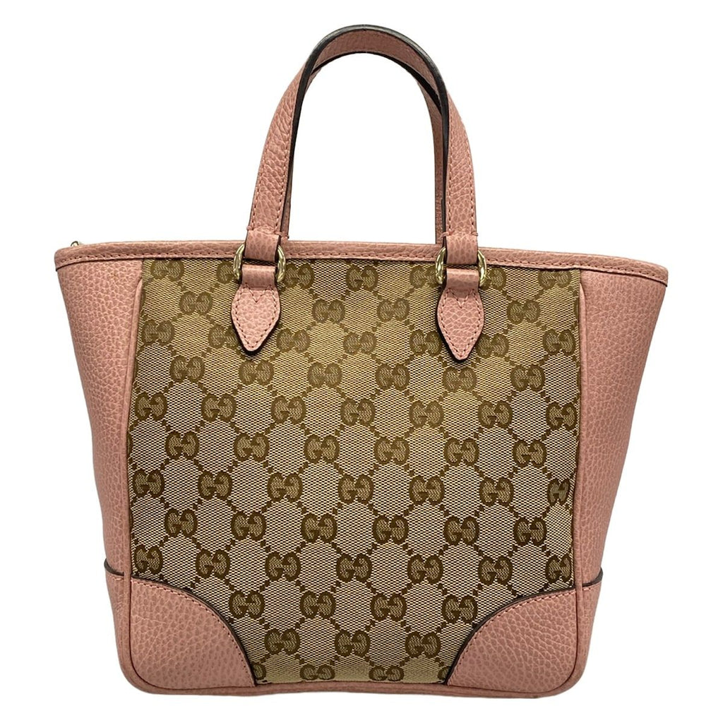 Gucci Handbag GG Pattern Bree Dark Brown Beige Pink Leather — view 3