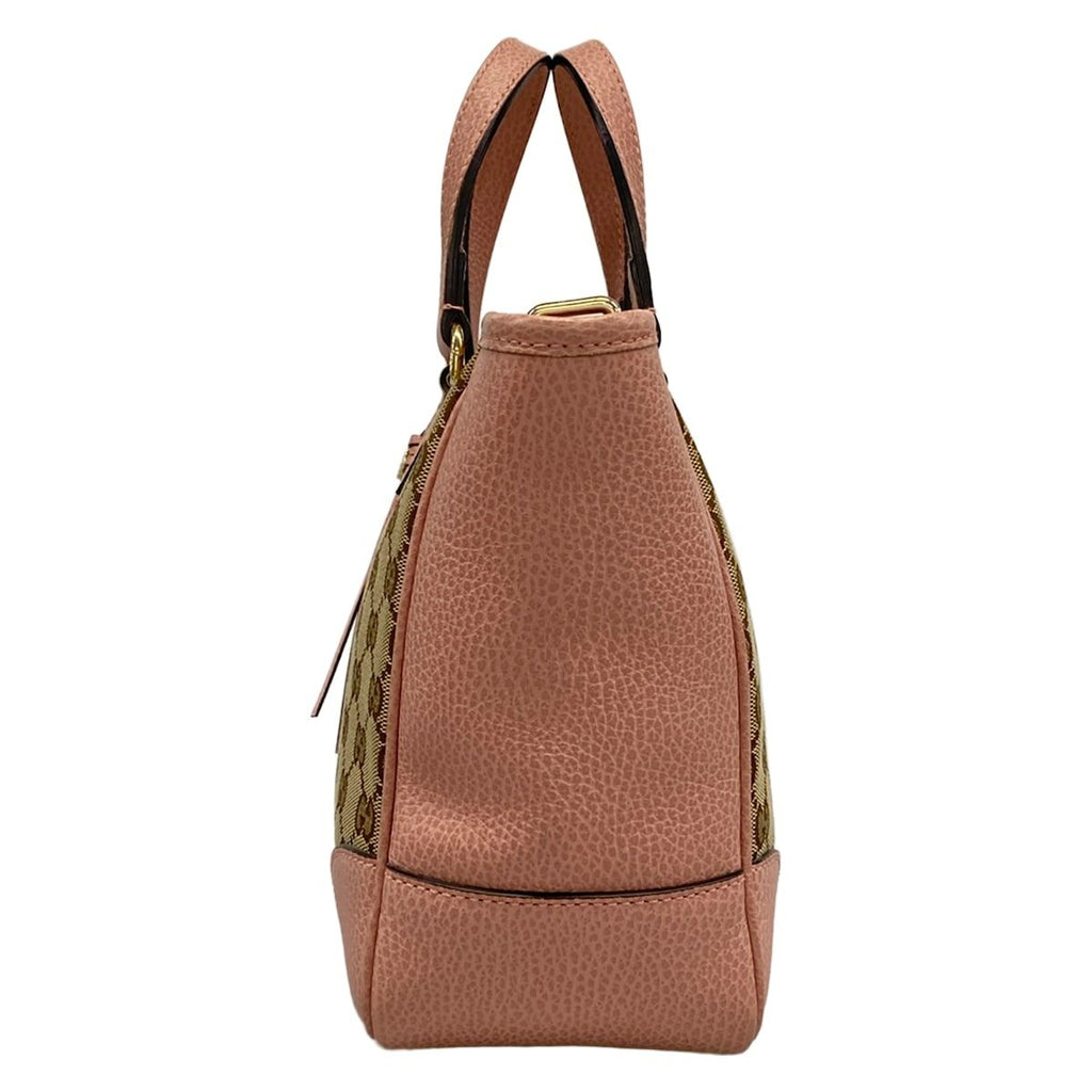 Gucci Handbag GG Pattern Bree Dark Brown Beige Pink Leather — view 4