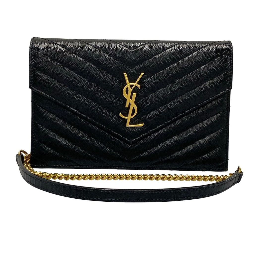 Saint Laurent Paris Wallet Cassandra Envelope Chain Black Leather Shoulder Bag