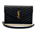 Saint Laurent Paris Wallet Cassandra Envelope Chain Black Leather Shoulder Bag