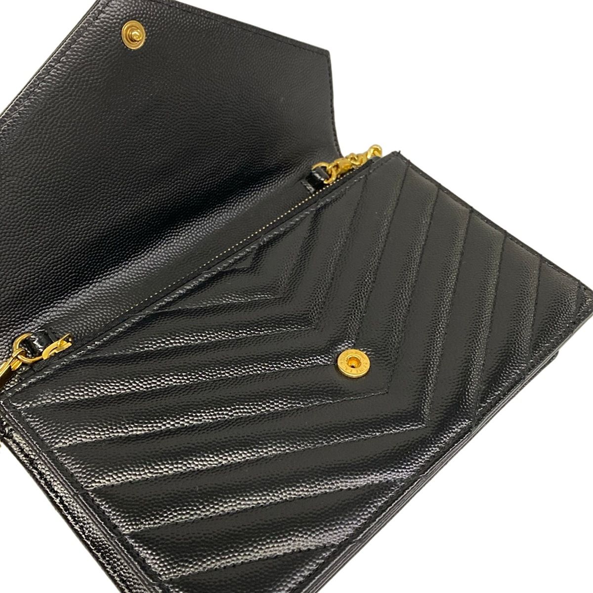 Saint Laurent Paris Wallet Cassandra Envelope Chain Black Leather Shoulder Bag — view 3