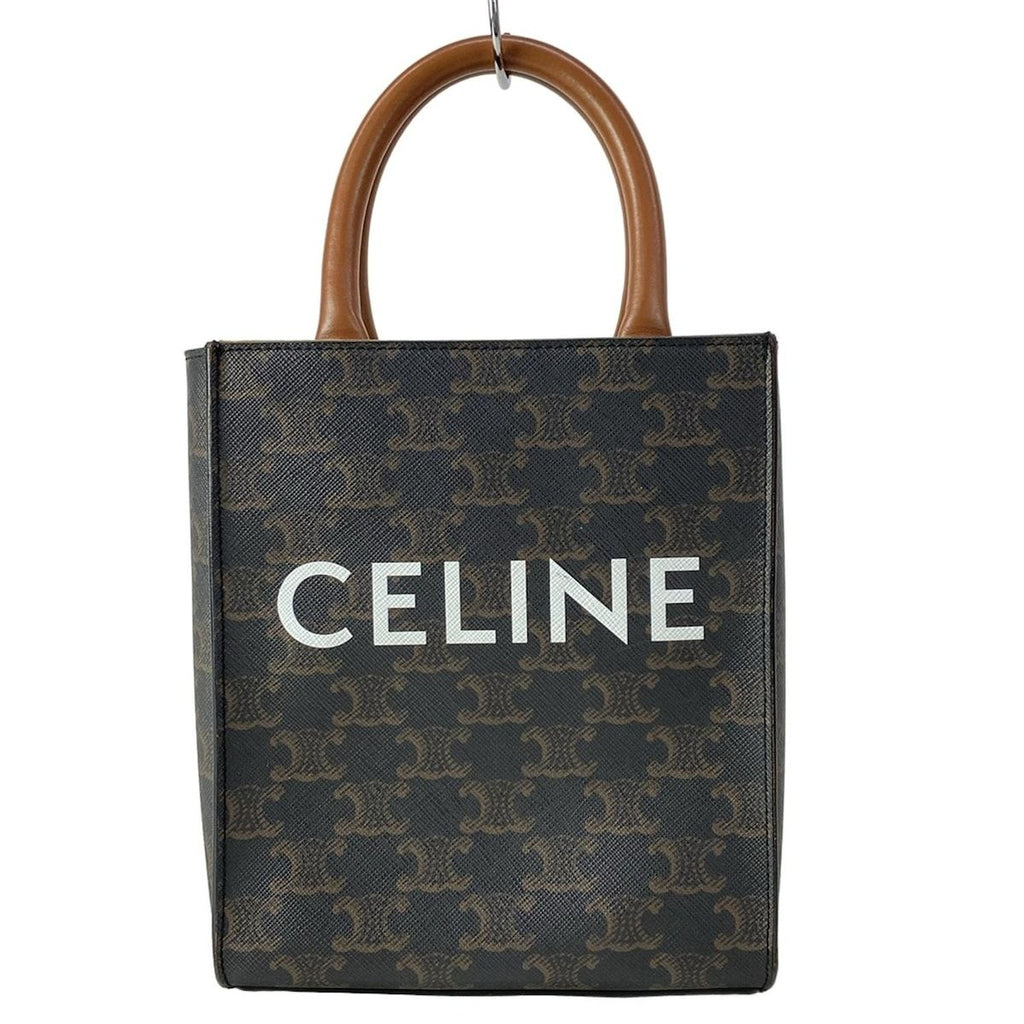 Celine Tote Bag Mini Vertical Cabas Black Dark Brown Leather
