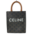 Celine Tote Bag Mini Vertical Cabas Black Dark Brown Leather