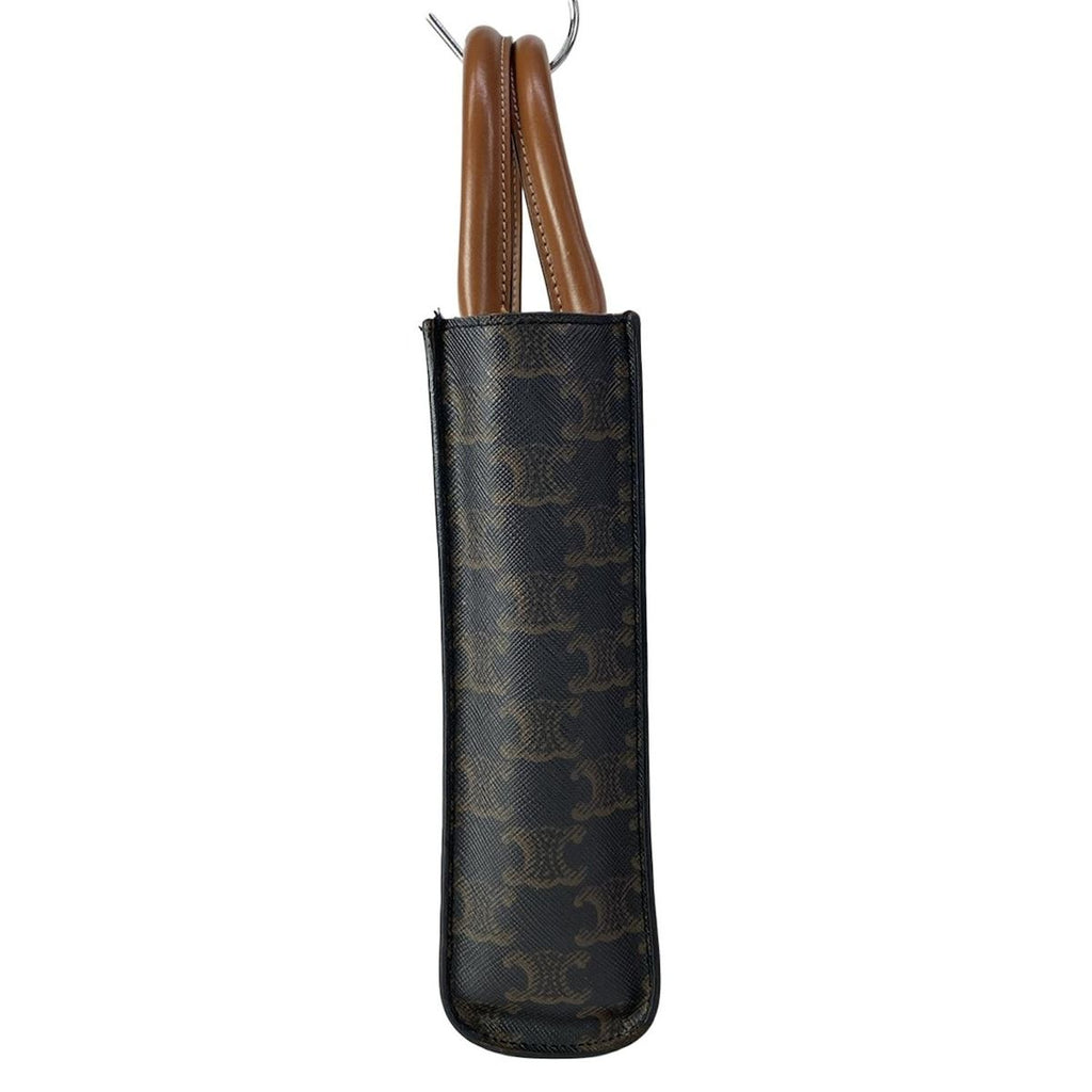 Celine Tote Bag Mini Vertical Cabas Black Dark Brown Leather — view 2