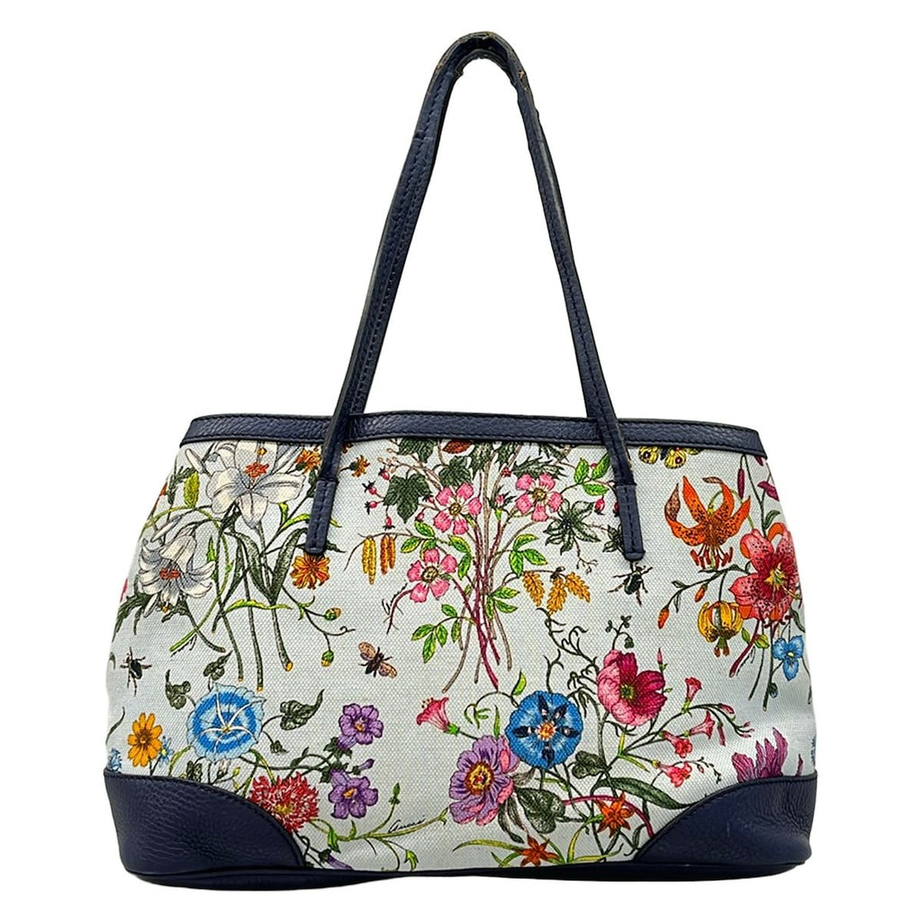 Gucci Tote Bag Flora Light Blue Navy Multi in Japan Leather — view 3