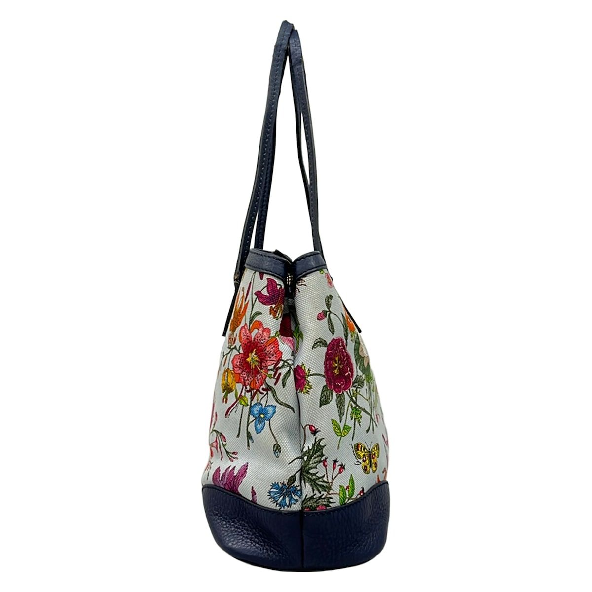 Gucci Tote Bag Flora Light Blue Navy Multi in Japan Leather — view 2